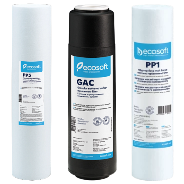 Комплект картриджів Ecosoft 1-2-3 для фільтрів зворотного осмосу (CPV3ECOSTD)