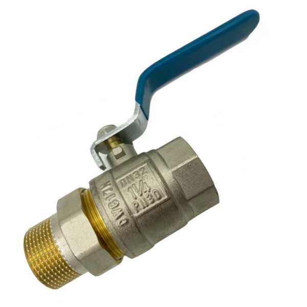 Кульовий кран Gross Optimal DN32 1 1/4" В-З, американка, синій, для води, ручка
