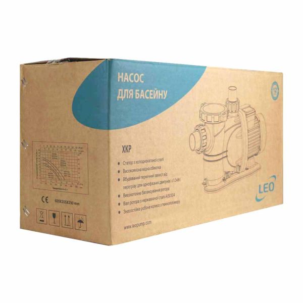 Насос для басейну 1.6кВт Hmax 17.5м Qmax 450л/хв LEO XKP1604 (772227)