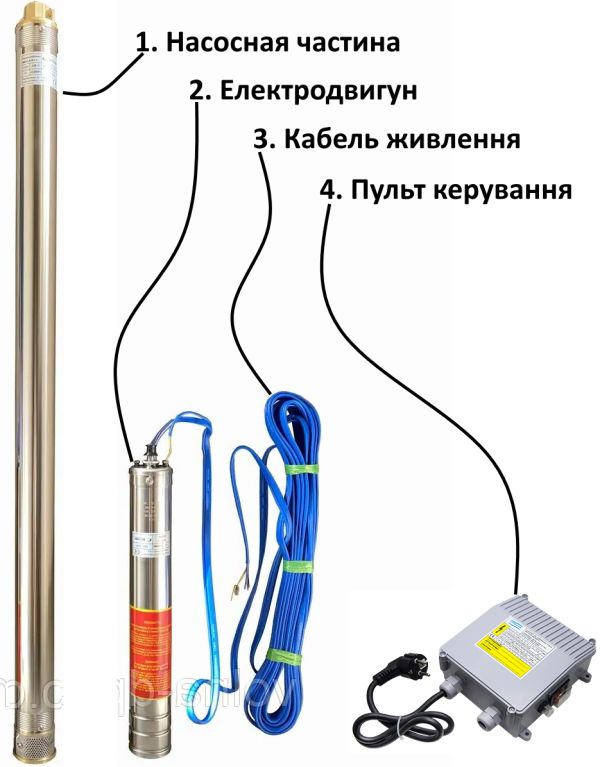 Насос свердловинний з підв, стійк, до піску OPTIMA  4SDm6/11 1,1 кВт 69м + пульт+кабель 15м NEW