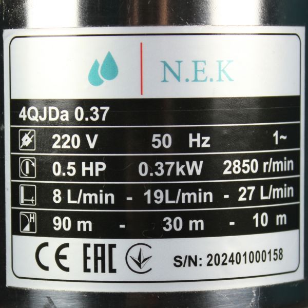 Шнековий насос NEK 4QJDa 0,37kW для свердловини