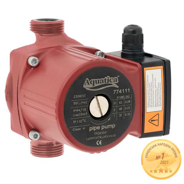 Насос циркуляційний 130Вт Hmax 7м Qmax 87л/хв 1" 130мм + гайки 1" AQUATICA (774139)
