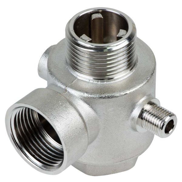 З"єднувач п'ятививідний +зворотний клапан 80мм M1"F1"F1"M1/4"F1/4" Silver 480г AQUATICA (779601)