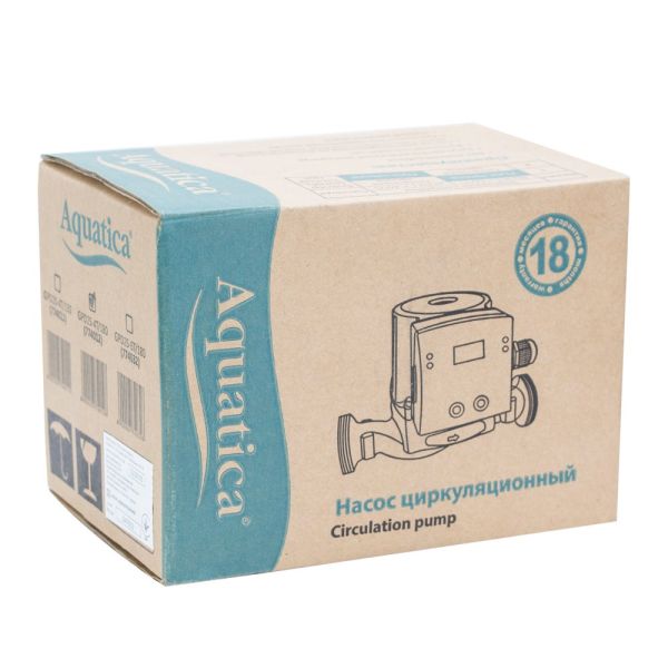 Насос циркуляційний з термодатчиком 100Вт Hmax 6м Qmax 75л/хв 1" 130мм+гайки 1" AQUATICA (774033)
