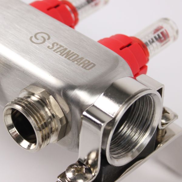 Колектор Standard 1" - 3/4" на 12 виходів в зборі для теплої підлоги