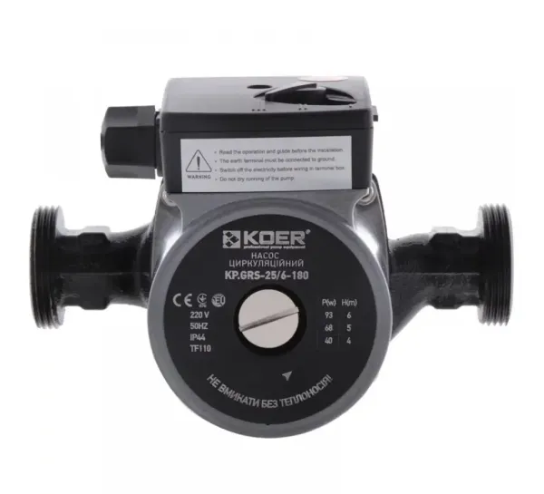 Циркуляційний насос KOER KR GRS-25/8-2-180 (з гайками, кабелем та вилкою)