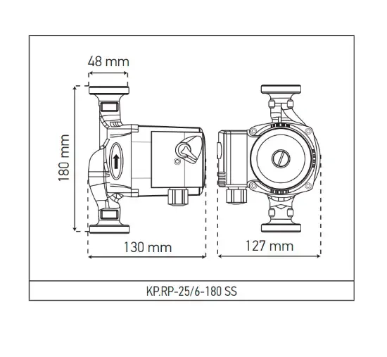 Рециркуляційний насос KOER KP.RP-25/6-180 SS (з гайками)