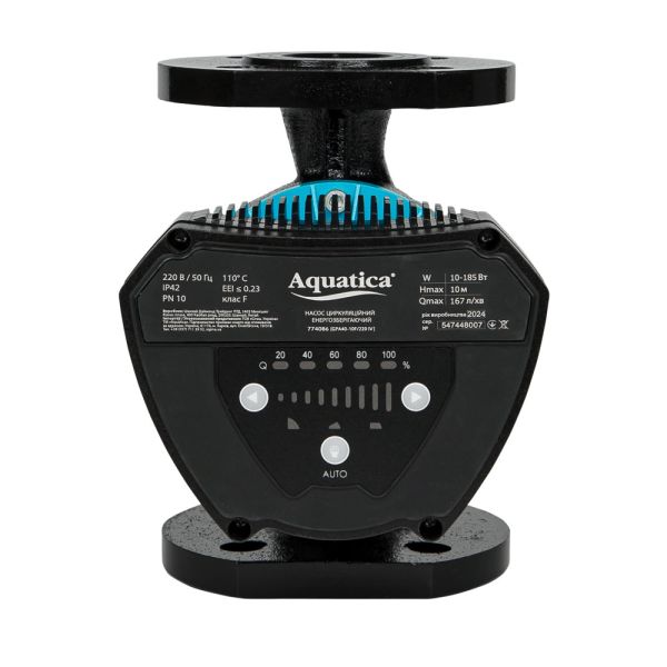 Насос циркуляційний енергозберігаючий фланц 10-185Вт Hmax 10м Qmax 167л/хв DN40 220мм + зворотний флан AQUATICA GPA40-10F/220 IV (774086)