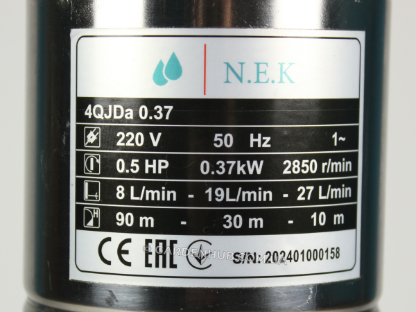 Насос шнековий NEK 4QJDa 0,37kW для свердловини, криниці