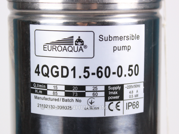 Насос шнековый EUROAQUA 4 QGD 1,5-60-0,5kW для скважины