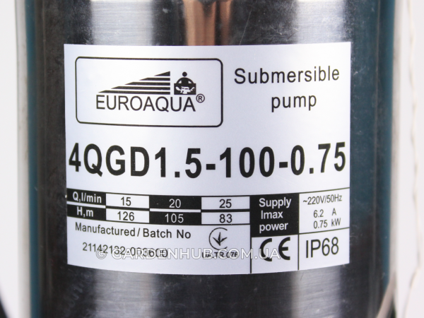 Насос шнековий EUROAQUA 4 QGD 1,5-100-0,75 kW для свердловини