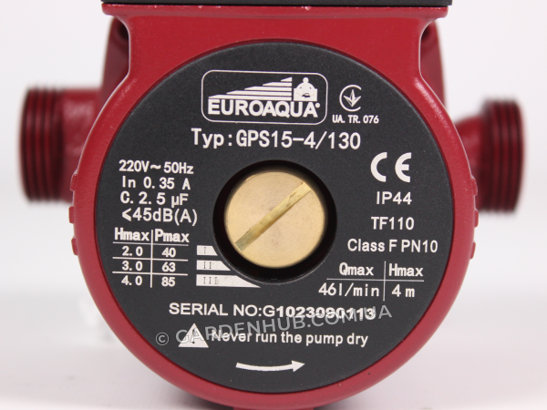 Насос циркуляційний EUROAQUA GPS 15-4/130 з гайками для системи опалення