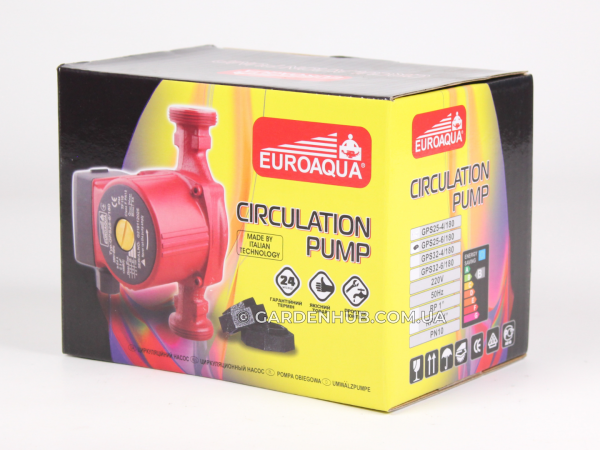 Насос циркуляційний EUROAQUA GPS 25-6/180 з гайками для системи опалення