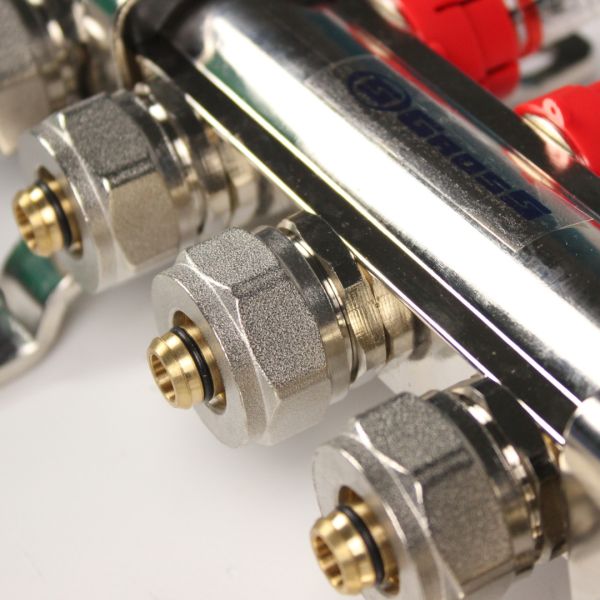 Колектор Gross 8504 1" - 3/4" на 6 виходів в зборі для теплої підлоги