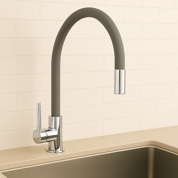 Змішувач для кухні MIXXUS SUS-011 CHROME REFL GRAY з силіконовим виливом з нерж. сталі SUS304 (MI6222)