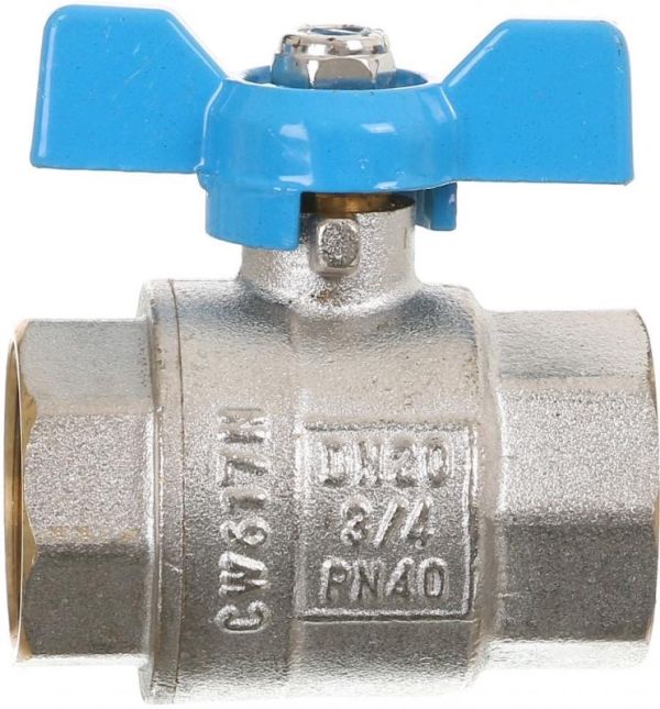 Кульовий кран Gross Optimal DN20 3/4" В-В, синій, для води, метелик