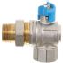 Шаровой кран, угловой Gross Optimal DN15 1/2" В-Н, американка, синий, для воды, ручка