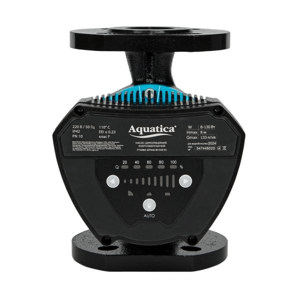 Насос циркуляційний енергозберігаючий фланц 8-130Вт Hmax 8м Qmax 133л/хв DN40 220мм + зворотний флан AQUATICA GPA40-8F/220 IV (774084)