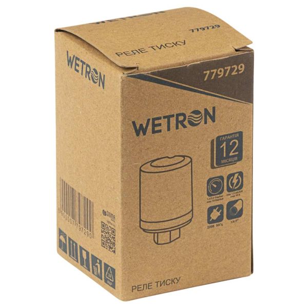 Реле тиску 1.5кВт 1.4-2.2 бар циліндр (гайка) WETRON (779729)
