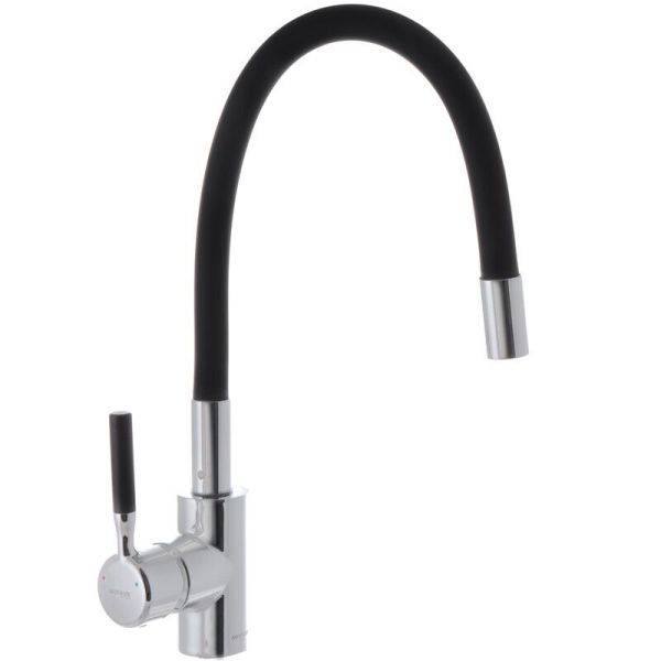Змішувач для кухні Mixxus Premium RIO 011 (Black) з довгим, гнучким, силіконовим виливом