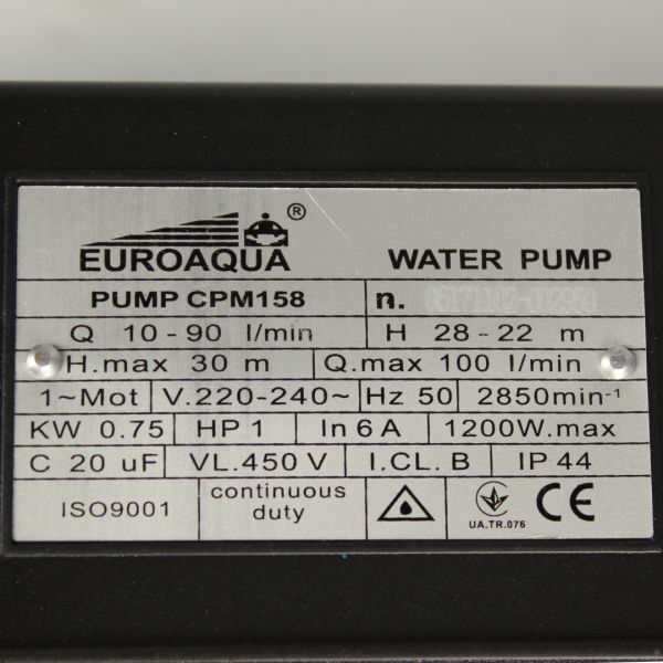Відцентровий насос Euroaqua CPM-158, 0.75 кВт
