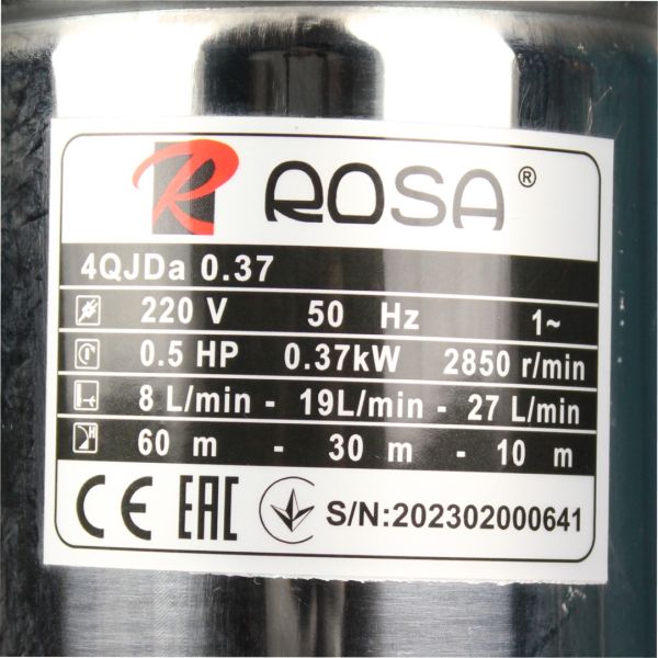 Насос ROSA 4QJDa 0,37kW для свердловини, шнековий