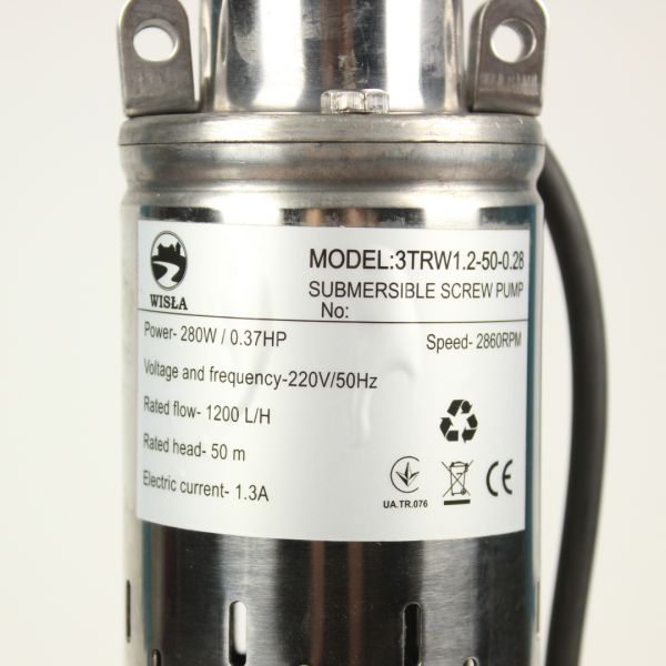 Шнековий насос Wisla 3TRW 1,2 - 50 0,28 kW Ø75мм (10м кабелю)