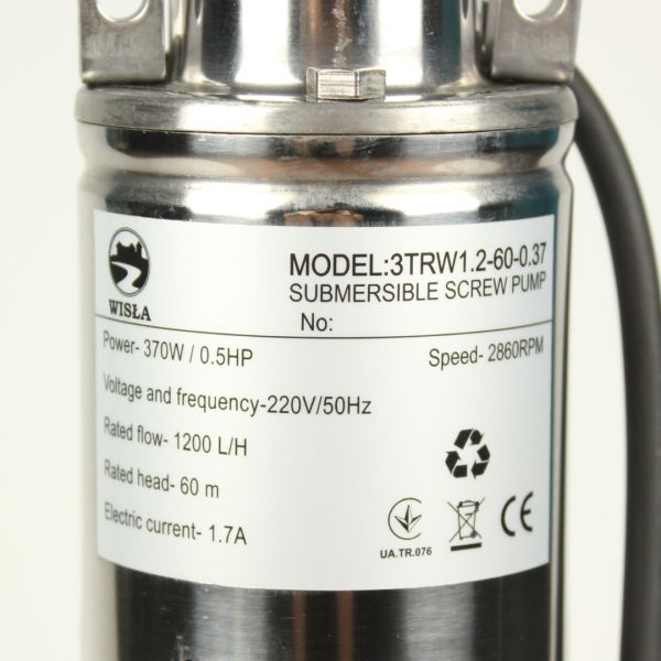 Шнековий насос WISLA 3TRW 1,2-60 0,37kW Ø75мм (10м кабелю)