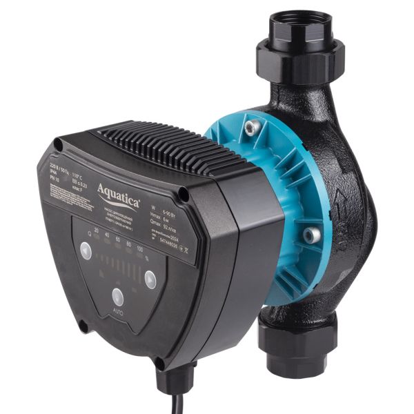 Насос циркуляційний енергозберігаючий 6-90Вт Hmax 6м Qmax 92л/хв Ø1½" 180мм + гайки Ø1" AQUATICA GPA25-6/180 IV (774071)