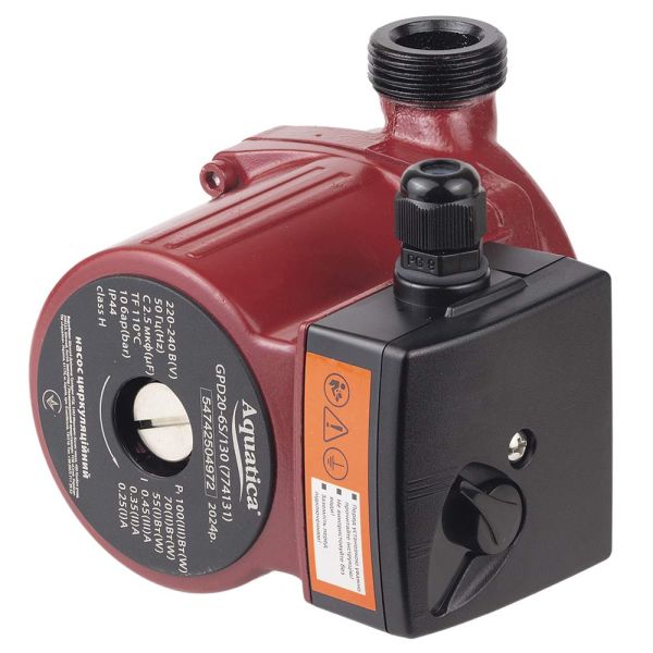 Насос циркуляційний 100Вт Hmax 6м Qmax 75л/хв 1" 130мм+гайки " AQUATICA (774131)